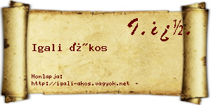 Igali Ákos névjegykártya